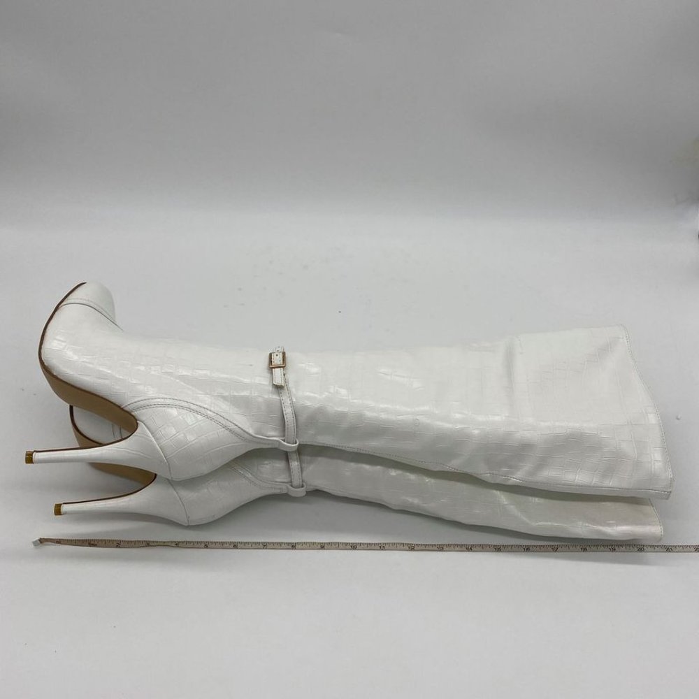 White Pointed Toe Stiletto Heel Thigh High The Kn - Picture 4 of 9